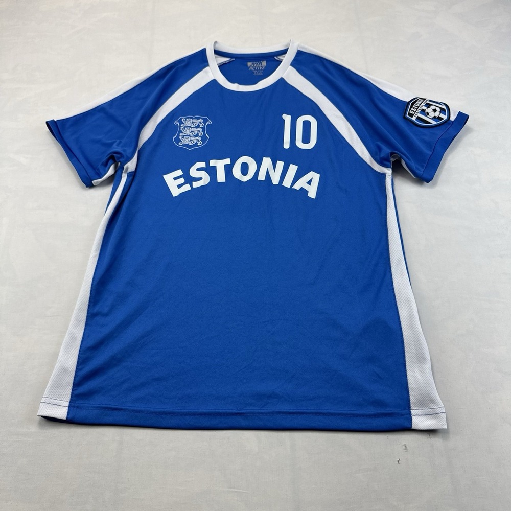 Estonia #10 Men's Large Blue Soccer Football Jersey Estonian Team